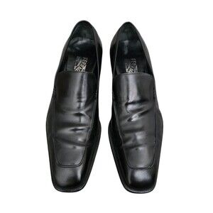 Salvatore Ferragamo Loafer Shoes Mens Size 12D Black Leather Slip On